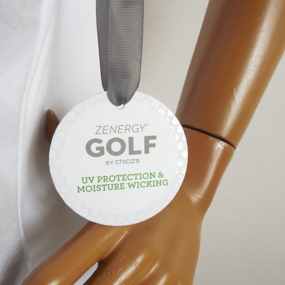 CHICO'S Zenergy Golf New Top XL Sz 3 Stay Cool Shirt Stretch Rhinestone Zipper - Picture 7 of 11